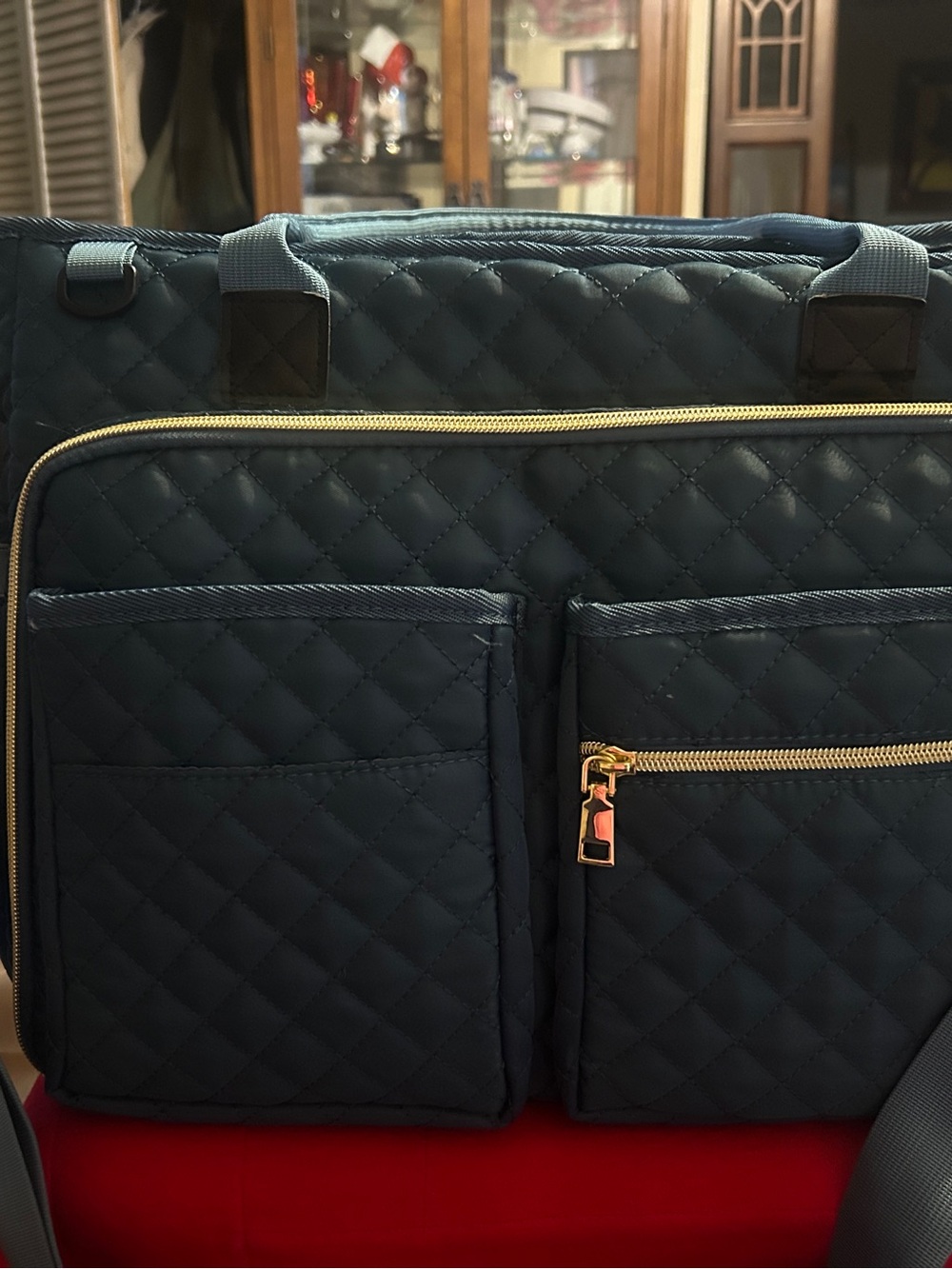 Teal Quilted Laptop /Tote Bag w/ Insulated Pockets - Picture 3 of 14